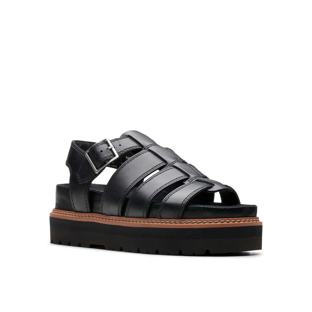 Clarks - Orianna Twist - Black Leather - Sandals