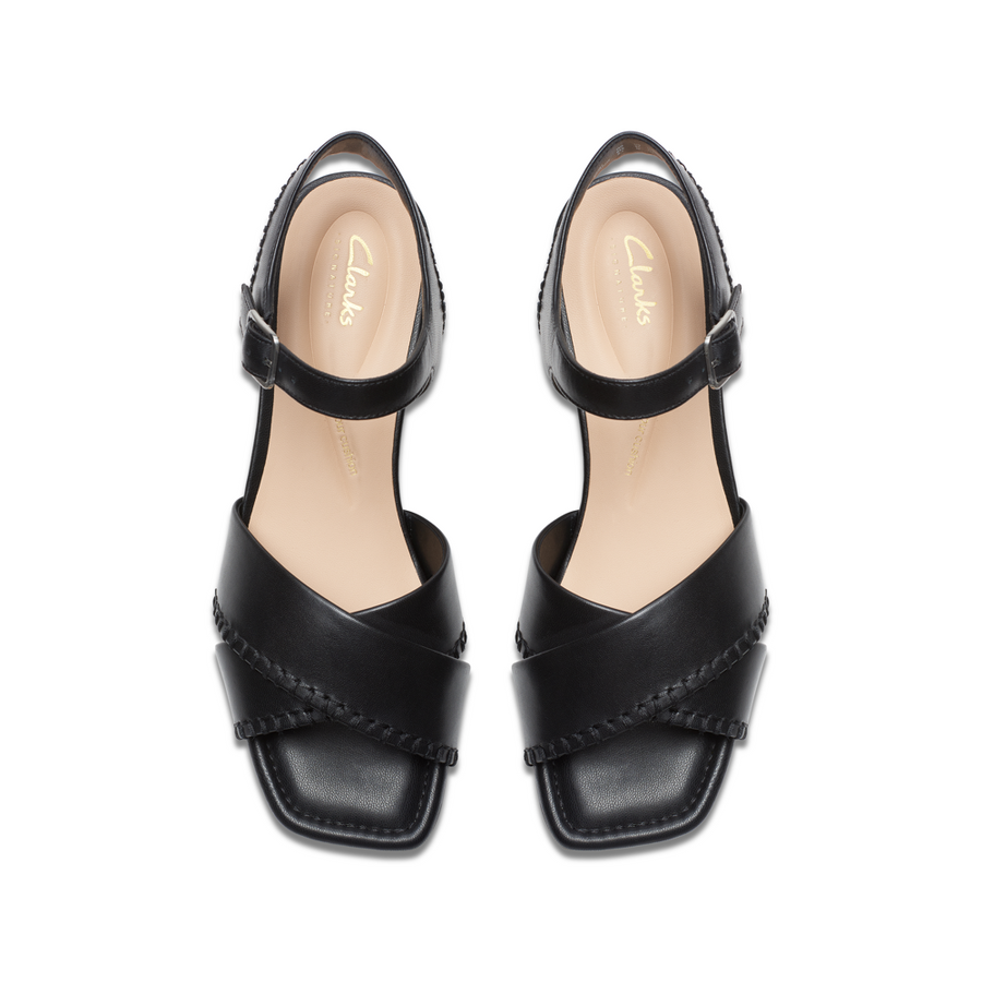 Clarks - Serina35 Cross - Black Leather - Sandals