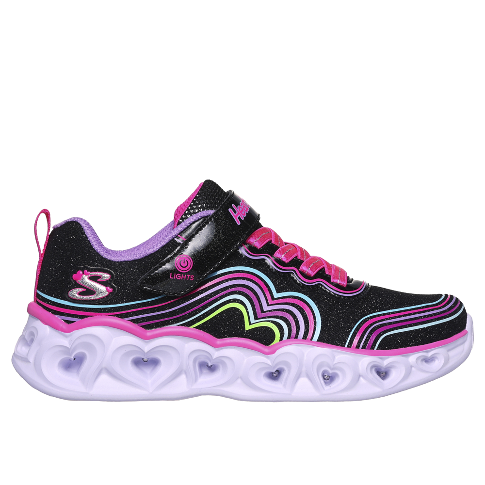 Skechers Heart Lights Retro Hearts Black/Multi Trainers