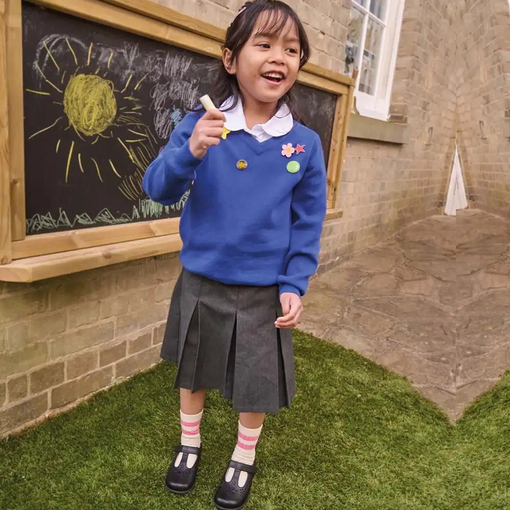 girl with school shoes and school uniform collection tile