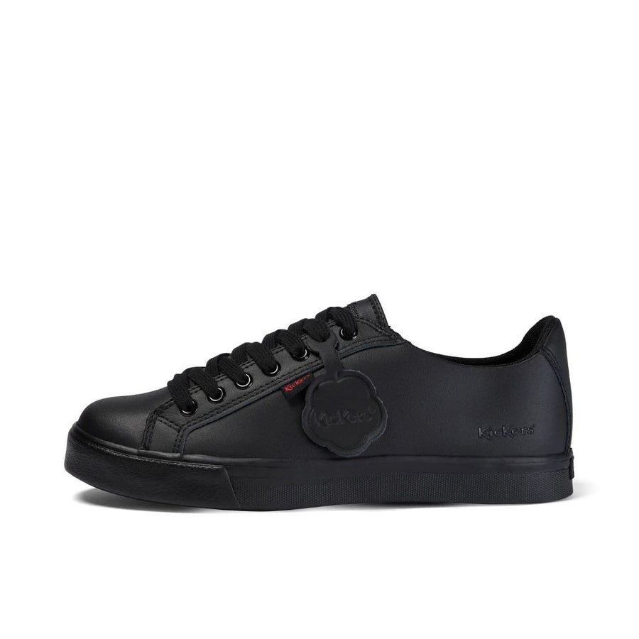 Kickers Tovni Lacer Black Leather School Shoes