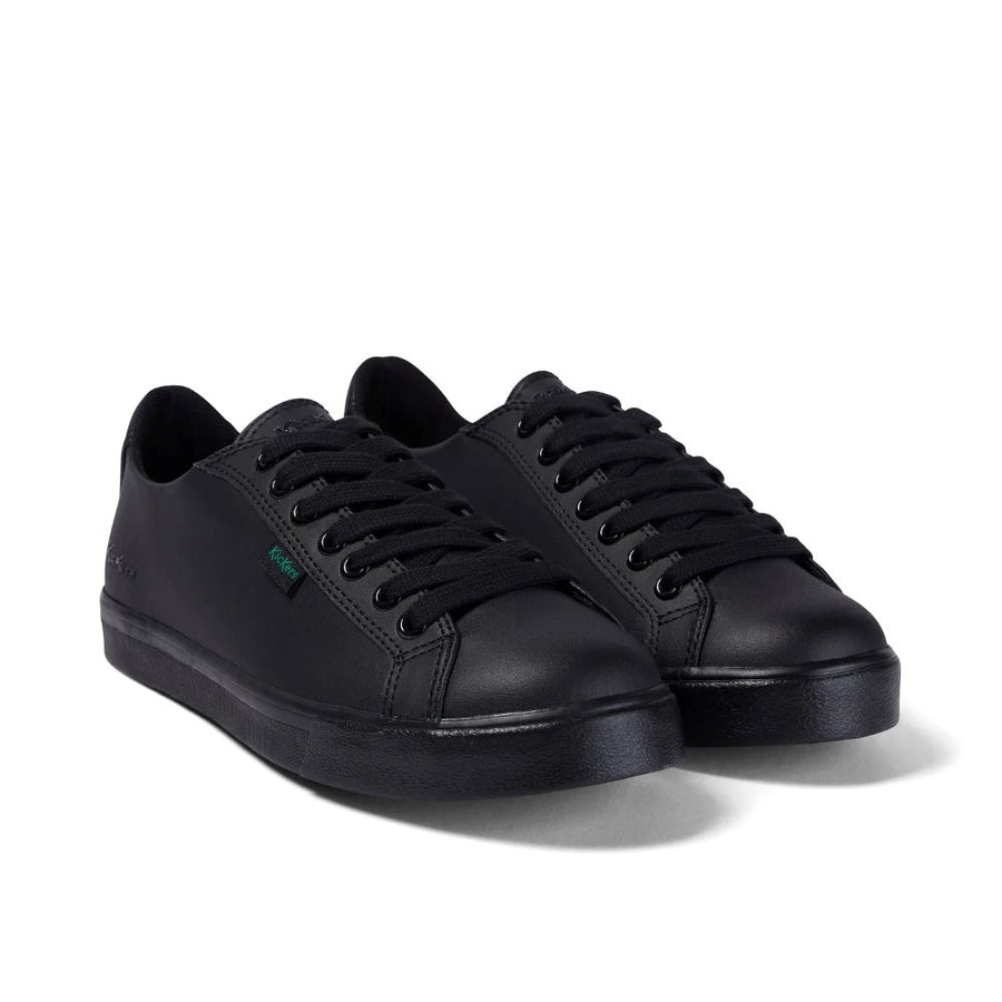 Kickers Tovni Lacer Black Leather School Shoes