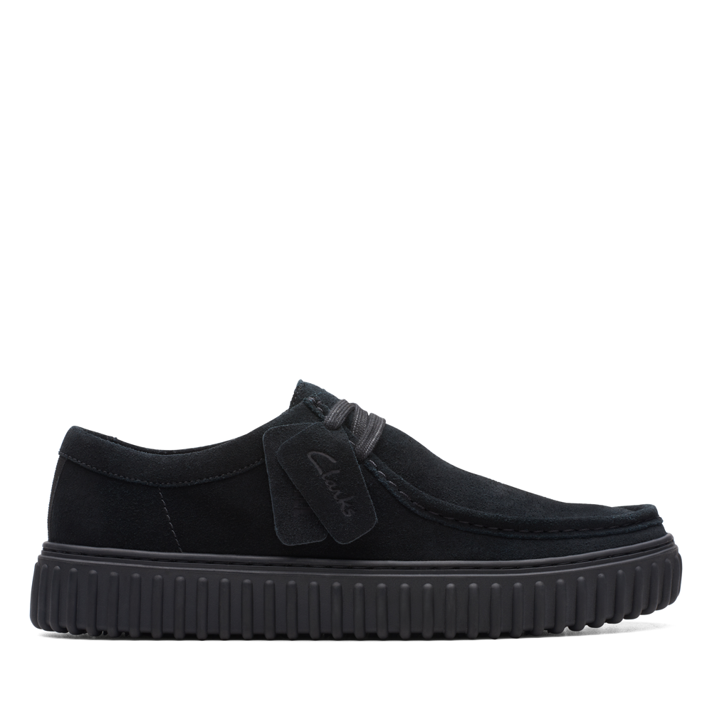 Clarks Torhill Lo Black Suede Shoes