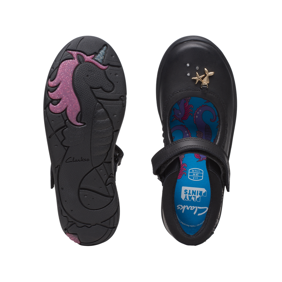 Clarks - Relda Sea K. - Black Leather - School Shoes