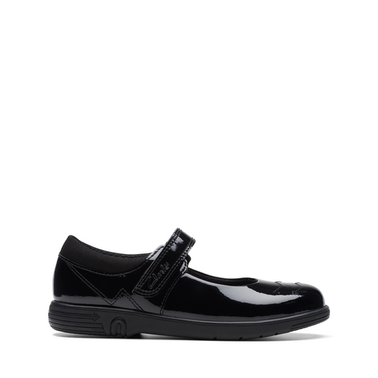 Girls black 2025 patent school shoes