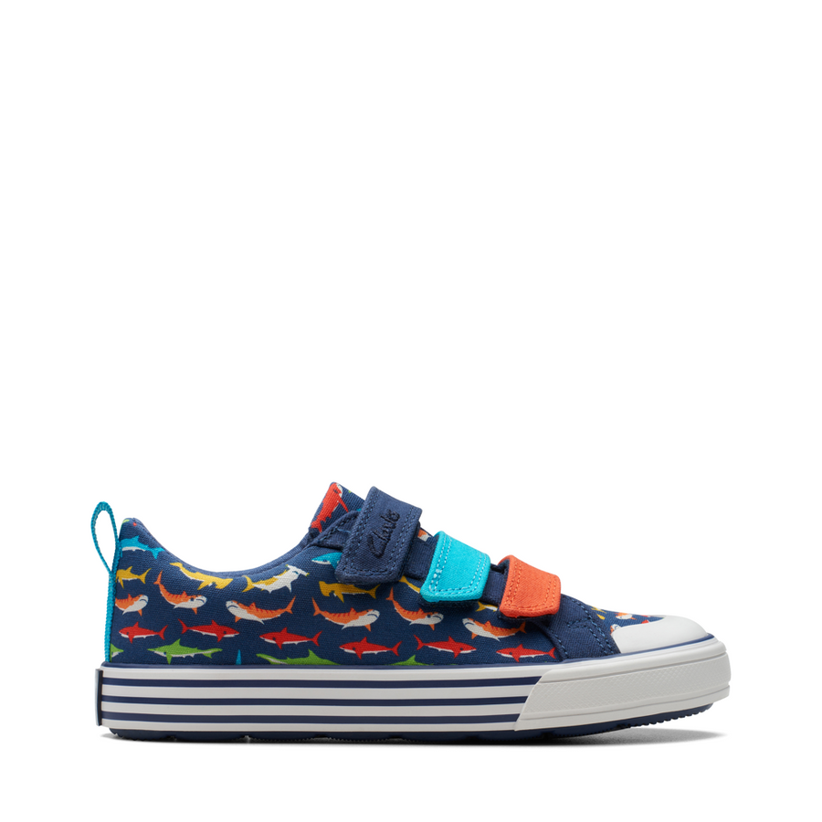 Clarks - Foxing Split K - Navy Print - Canvas Shoes