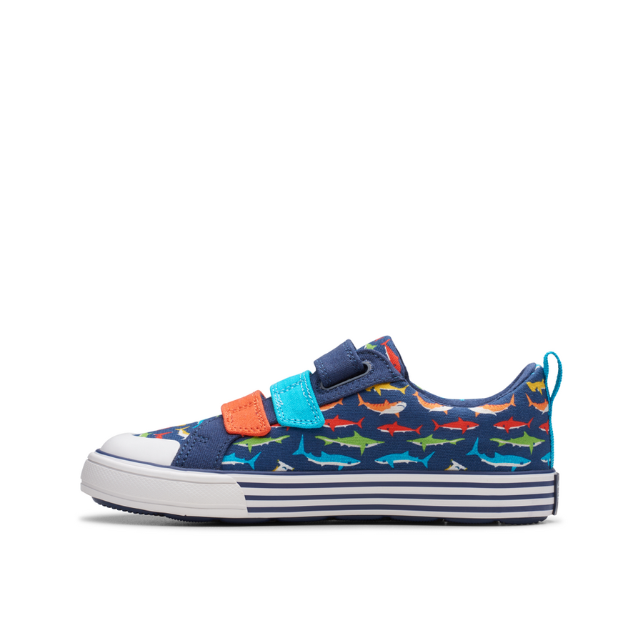 Clarks - Foxing Split K - Navy Print - Canvas Shoes