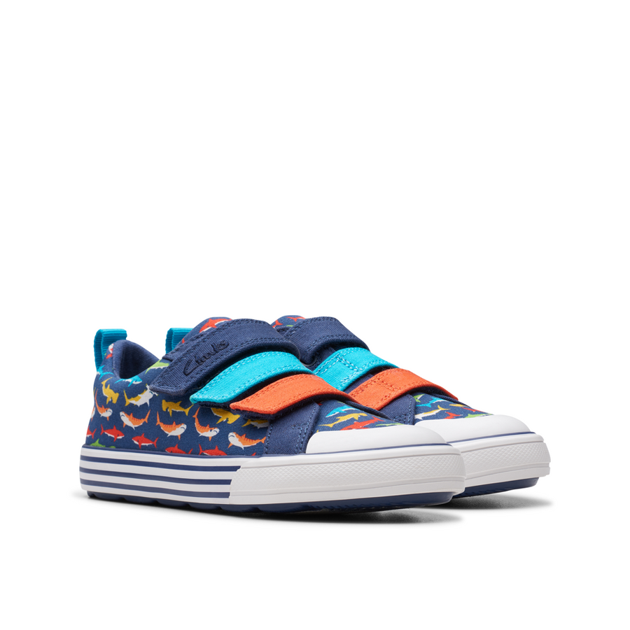 Clarks - Foxing Split K - Navy Print - Canvas Shoes