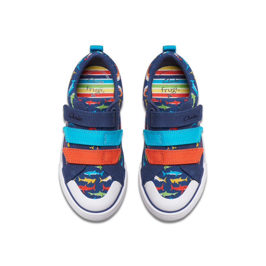 Clarks - Foxing Split K - Navy Print - Canvas Shoes