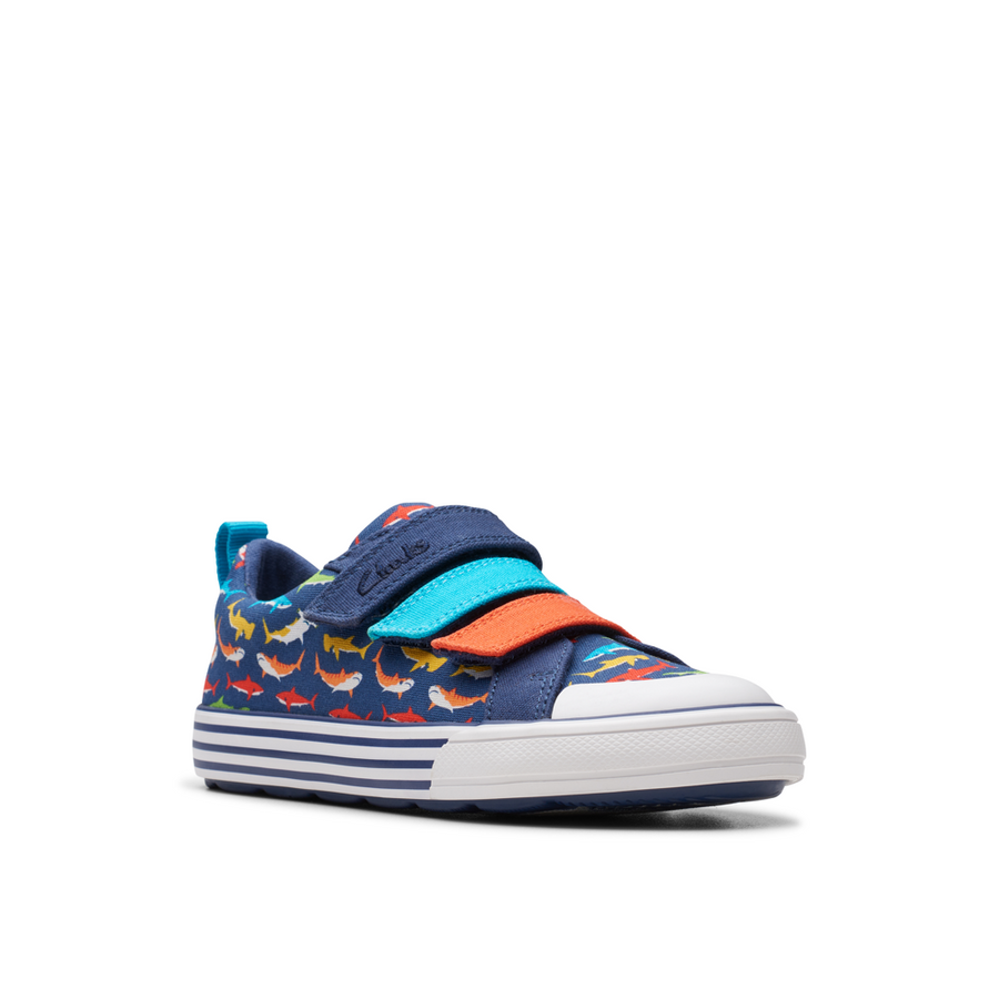 Clarks - Foxing Split K - Navy Print - Canvas Shoes