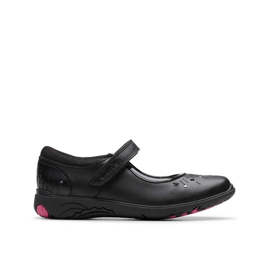 Clarks - Relda Wish K. - Black Leather - School Shoes