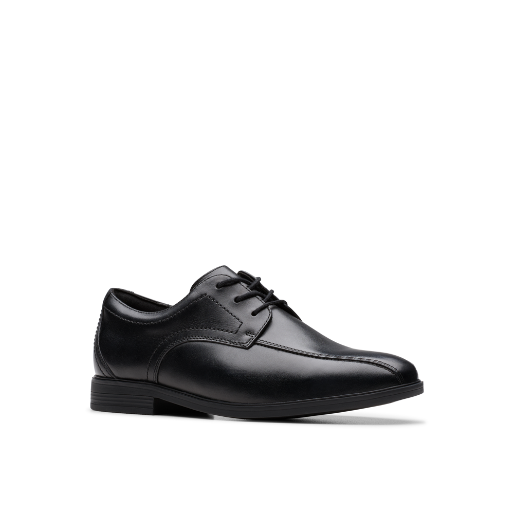 Clarks - Jonwin Loop Y. - Black Leather - School Shoes
