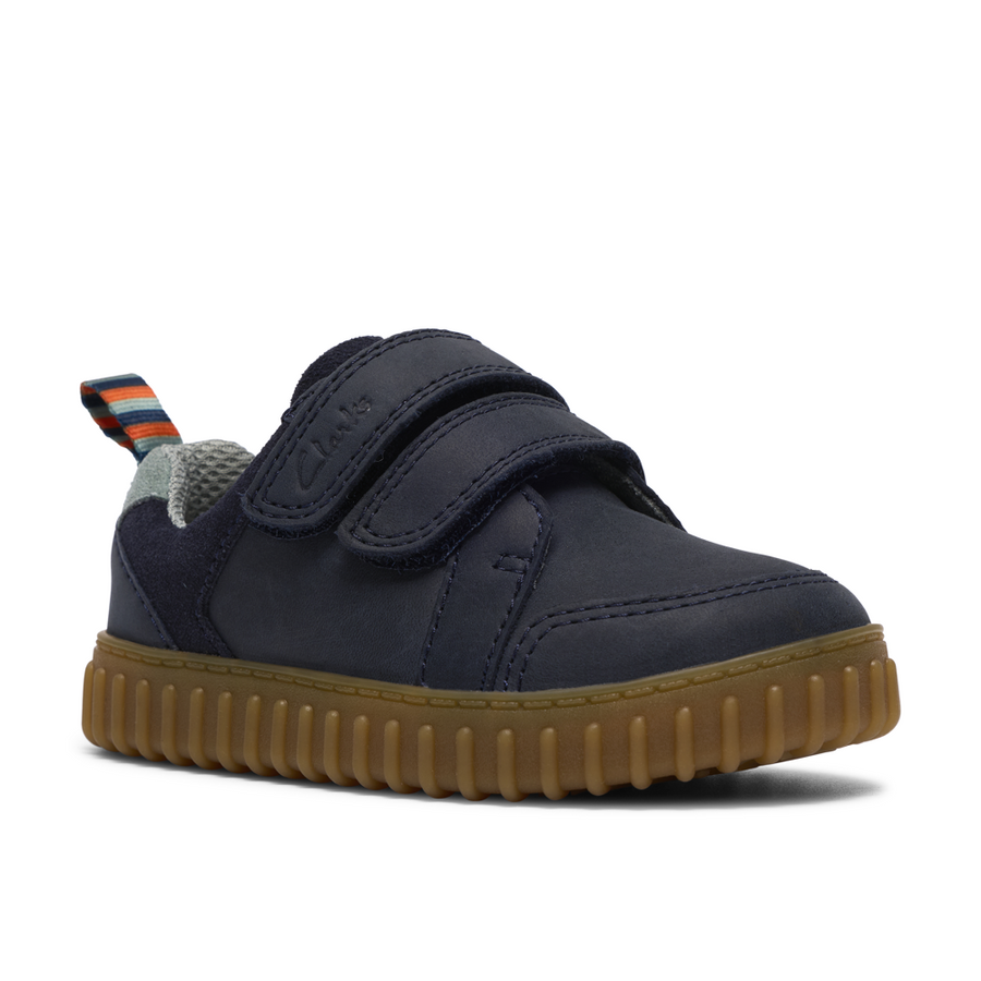 Clarks Cove Pop T Navy Leather Shoes