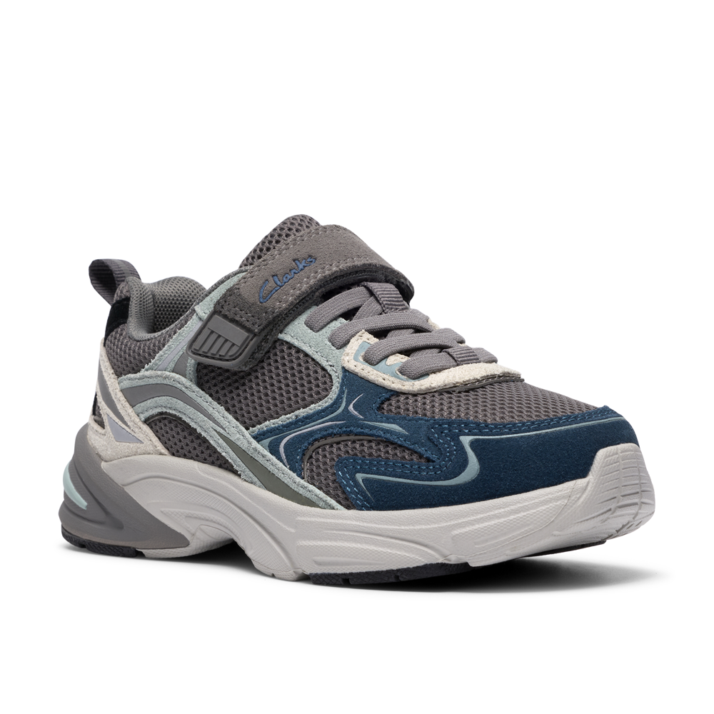 Clarks - CraftonVibe K - Grey/Green Combi - Trainers