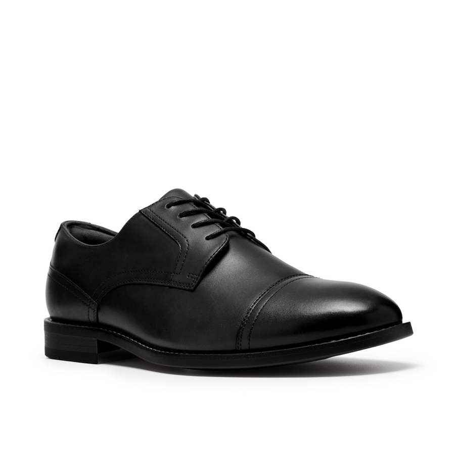 Clarks Bowburn Cap Black Leather Shoes