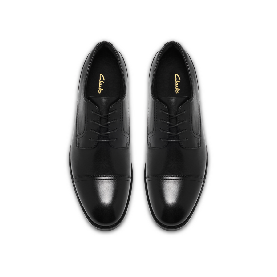 Clarks Bowburn Cap Black Leather Shoes