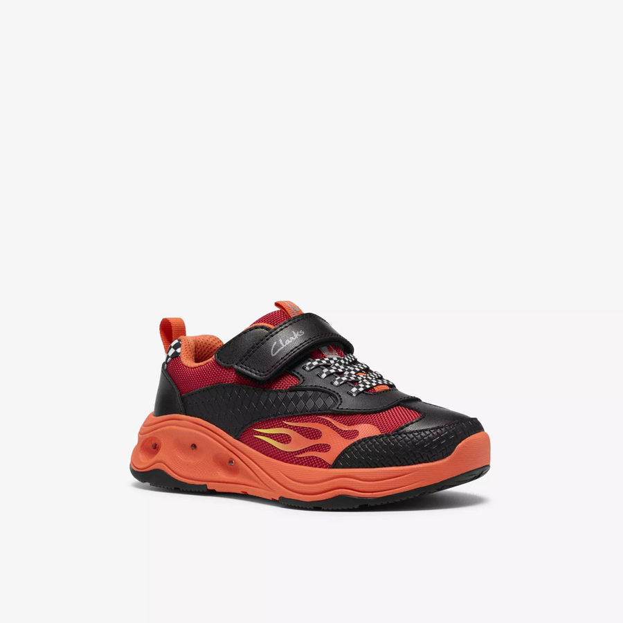 Clarks Gleam Go K Black/Red Trainers