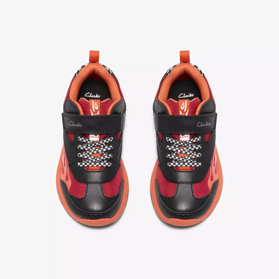 Clarks Gleam Go K Black/Red Trainers