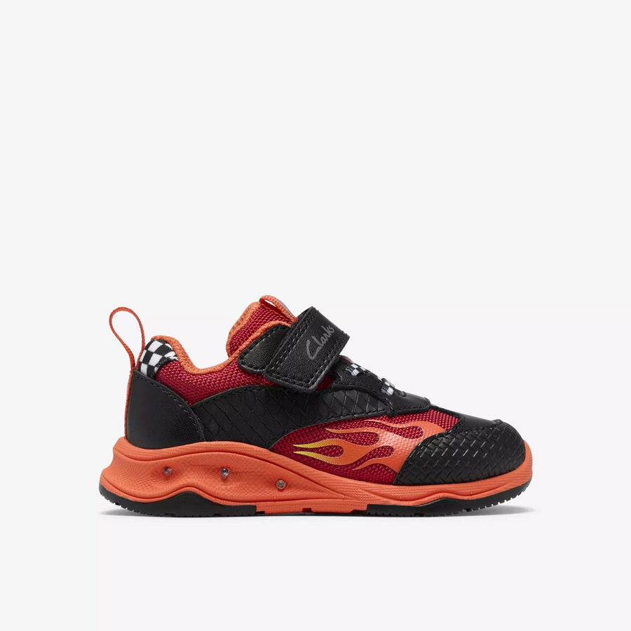 Clarks Gleam Go T Black/Red Trainers