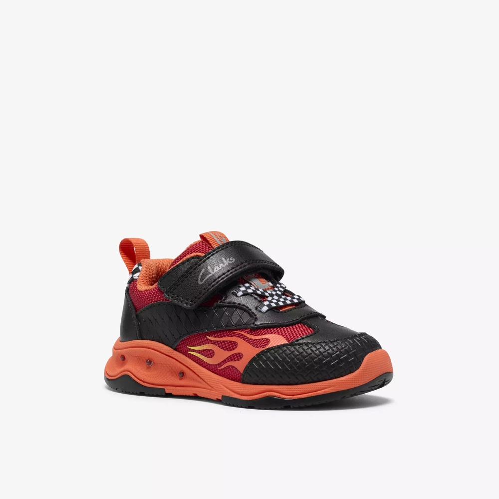 Clarks Gleam Go T Black/Red Trainers
