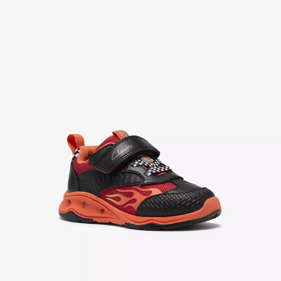 Clarks Gleam Go T Black/Red Trainers