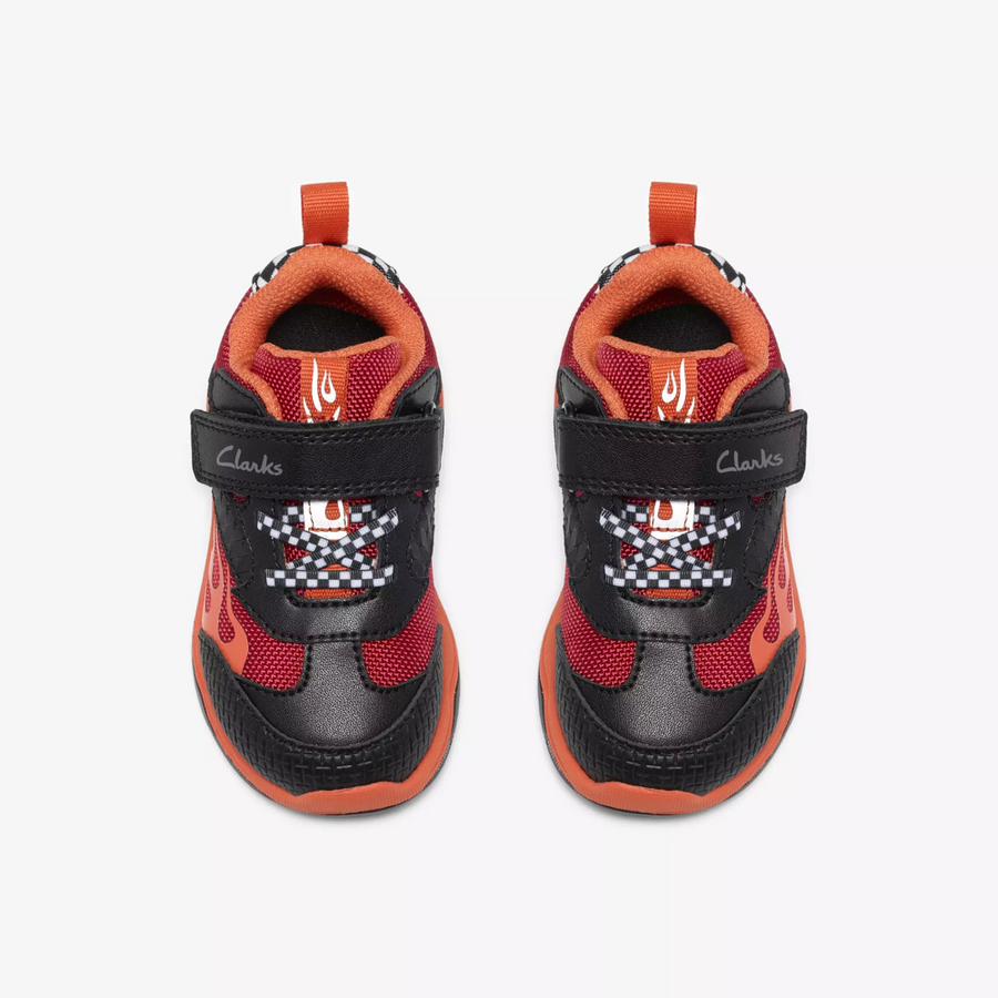 Clarks Gleam Go T Black/Red Trainers