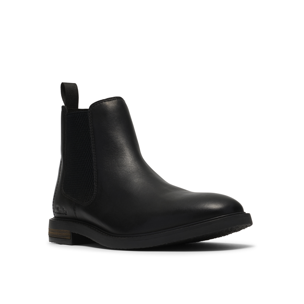 Clarks Jaxen Easy Black Leather Boots
