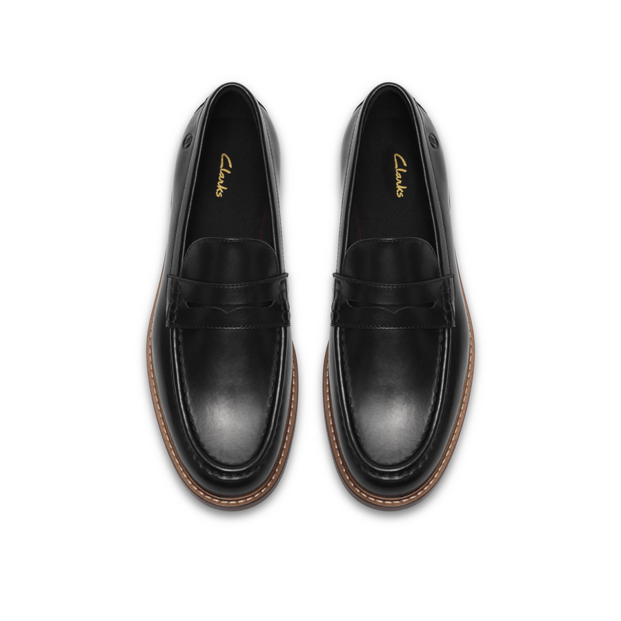 Clarks Cranhill Lo Black Leather Shoes