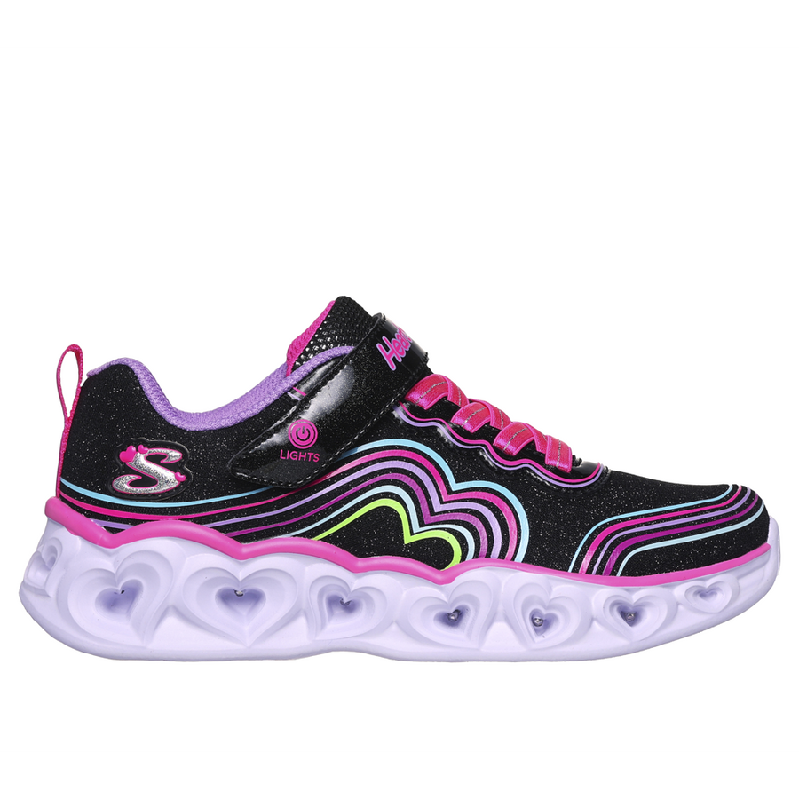 Skechers Heart Lights Retro Hearts Black Multi Trainers