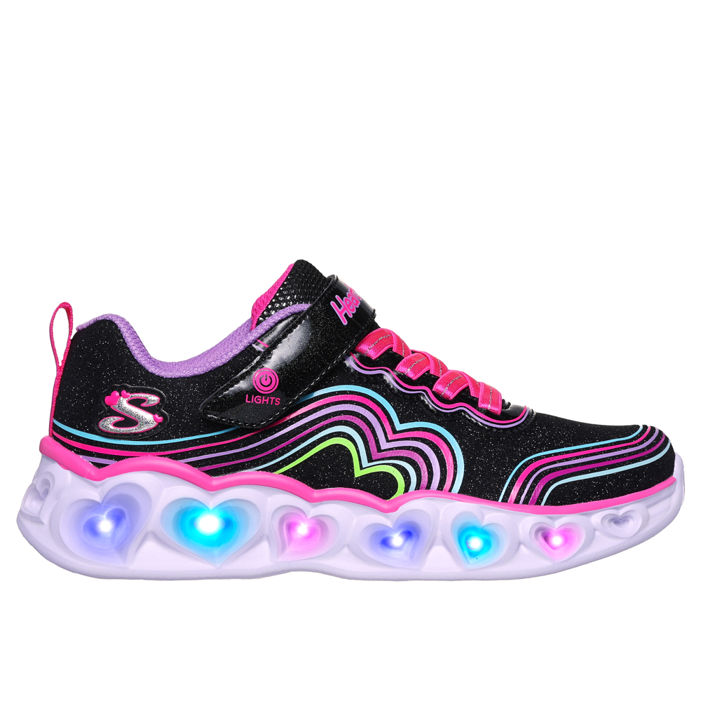 Skechers Heart Lights Retro Hearts Black Multi Trainers Robert Carder Shoes