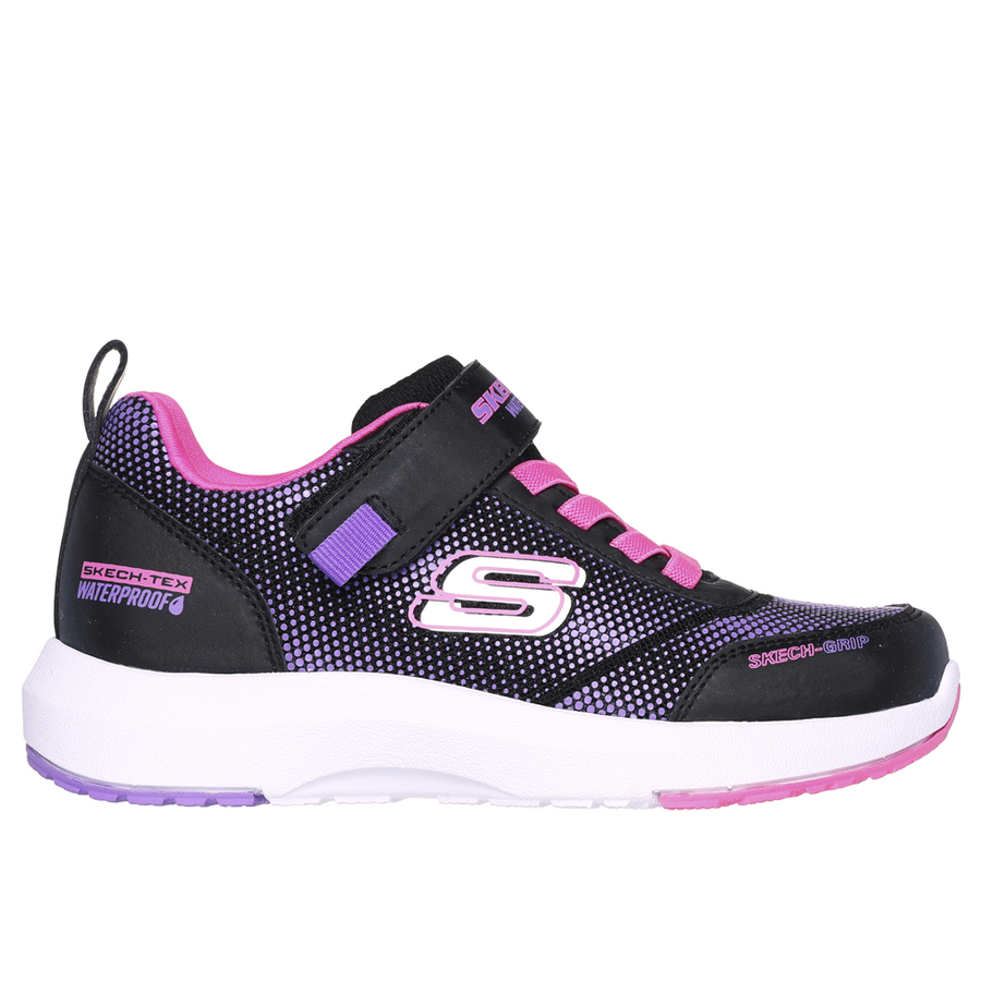 Skechers black online and pink trainers