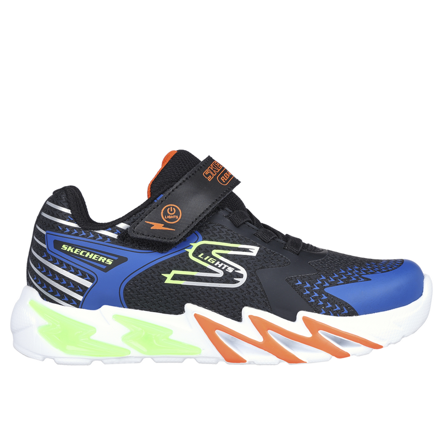 Skechers Flex Glow Bolt Black Blue Trainers Robert Carder Shoes
