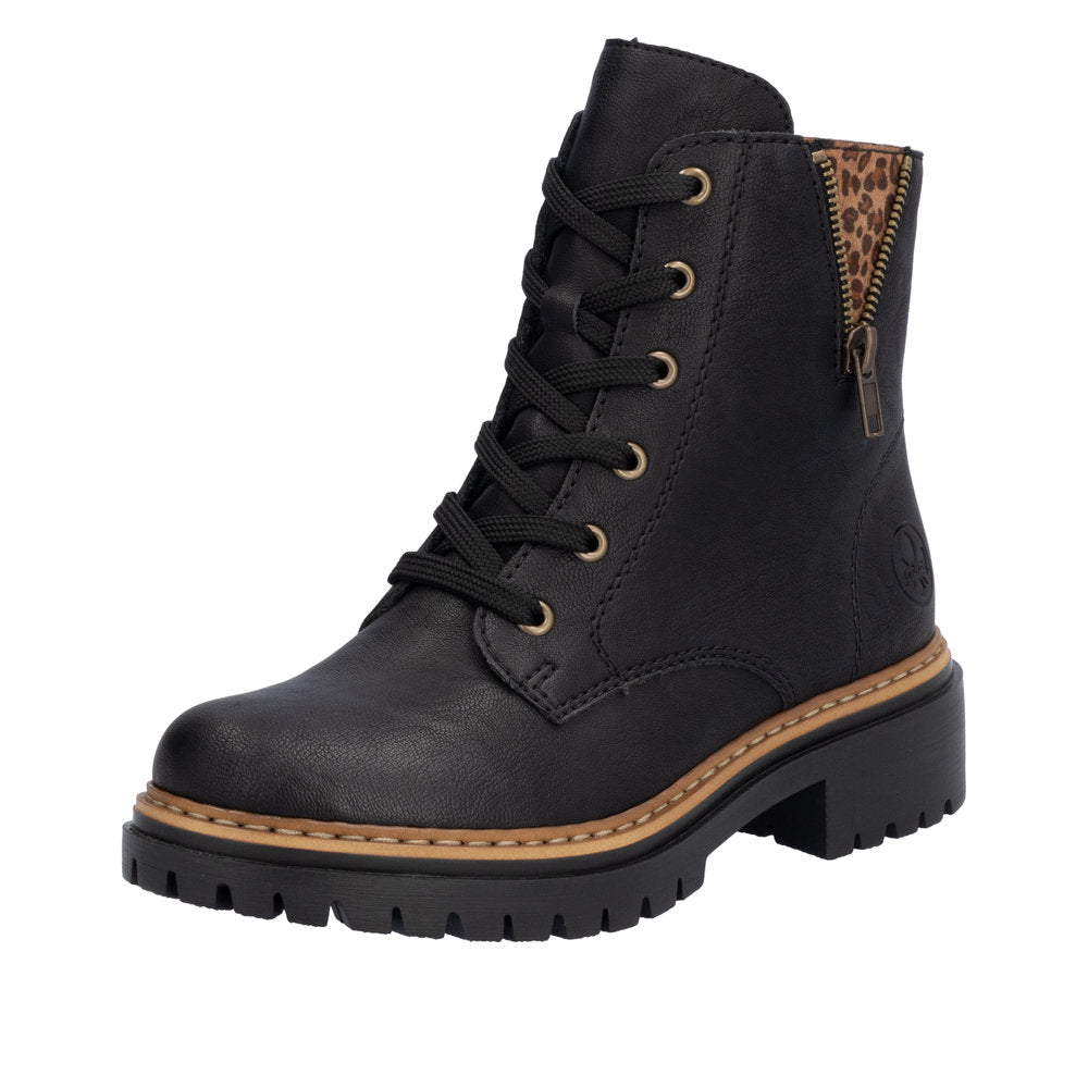 Rieker Pearl 72617-00 Black/Leo Boots