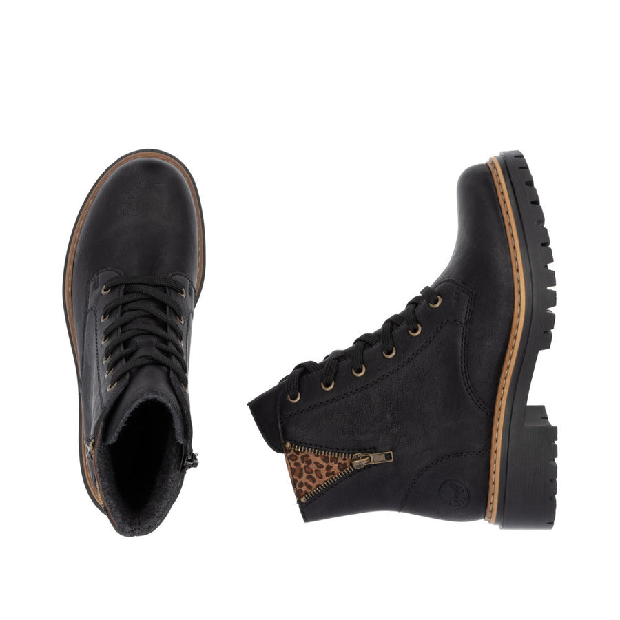 Rieker Pearl 72617-00 Black/Leo Boots