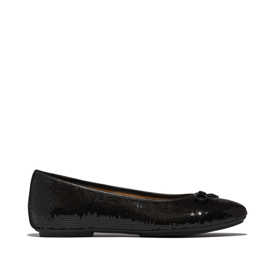 FitFlop - Delicato Bow Sequin Ballet Flats - Black - Shoes