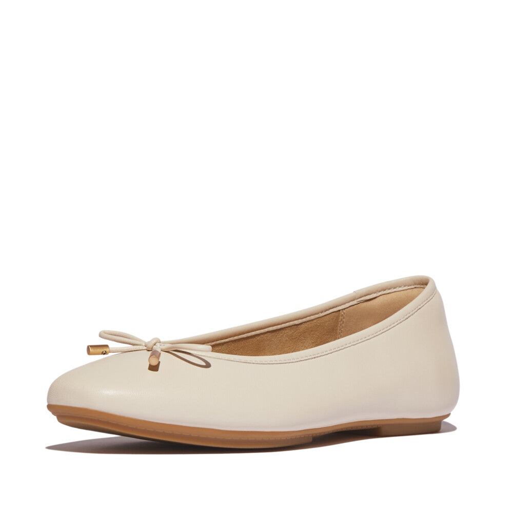 FitFlop - Delicato Bow Soft Leather Ballet Flats - Paris Beige - Shoes