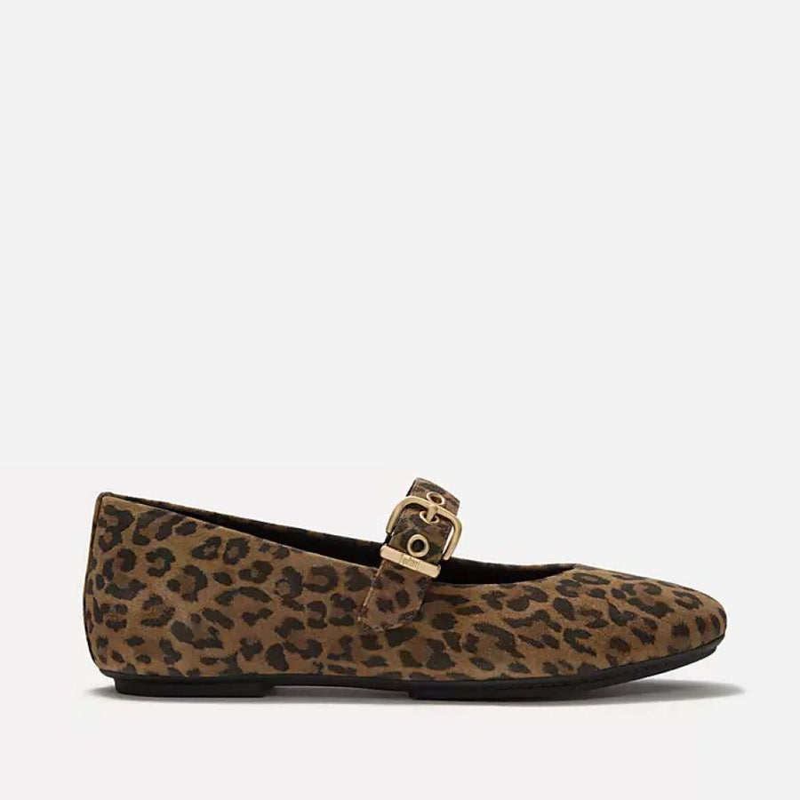 FitFlop Delicato Tan/Black Suede Leopard Mary Janes