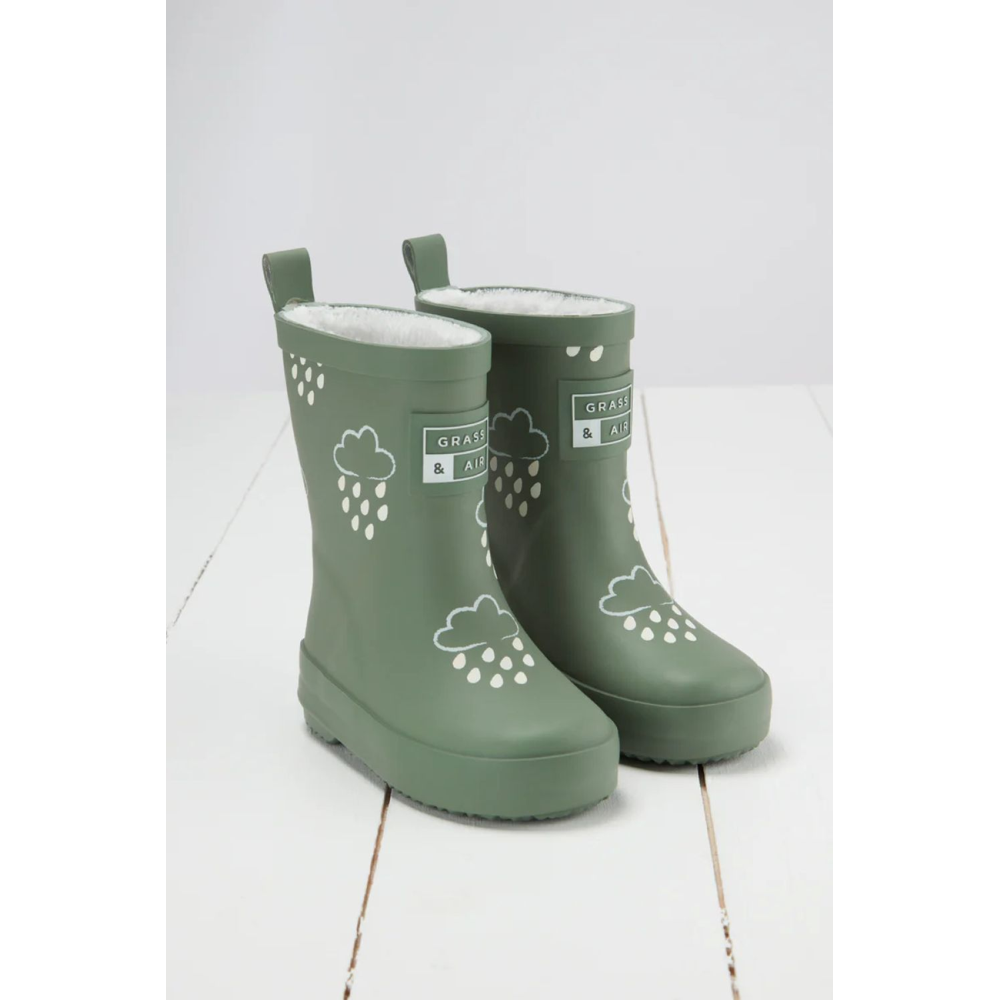 Grass & Air - Winter Mini Adventure Boots with Bag - Khaki Green - Wellingtons