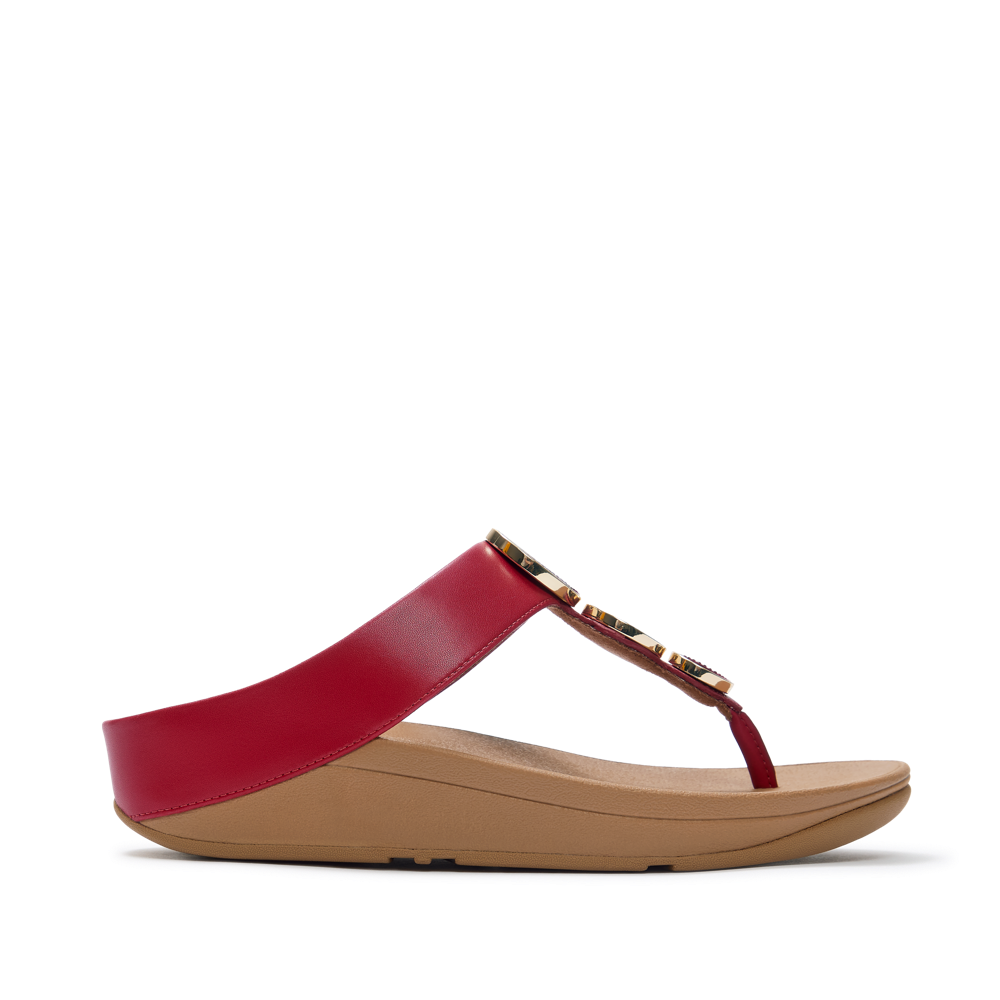 FitFlop - Halo Bead- Circle Toe Post Sandals - Burnt Berry - Sandals