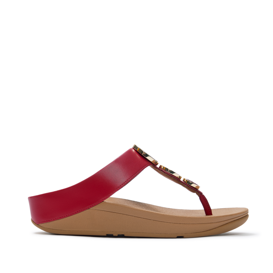FitFlop - Halo Bead- Circle Toe Post Sandals - Burnt Berry - Sandals