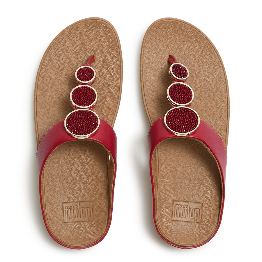 FitFlop - Halo Bead- Circle Toe Post Sandals - Burnt Berry - Sandals