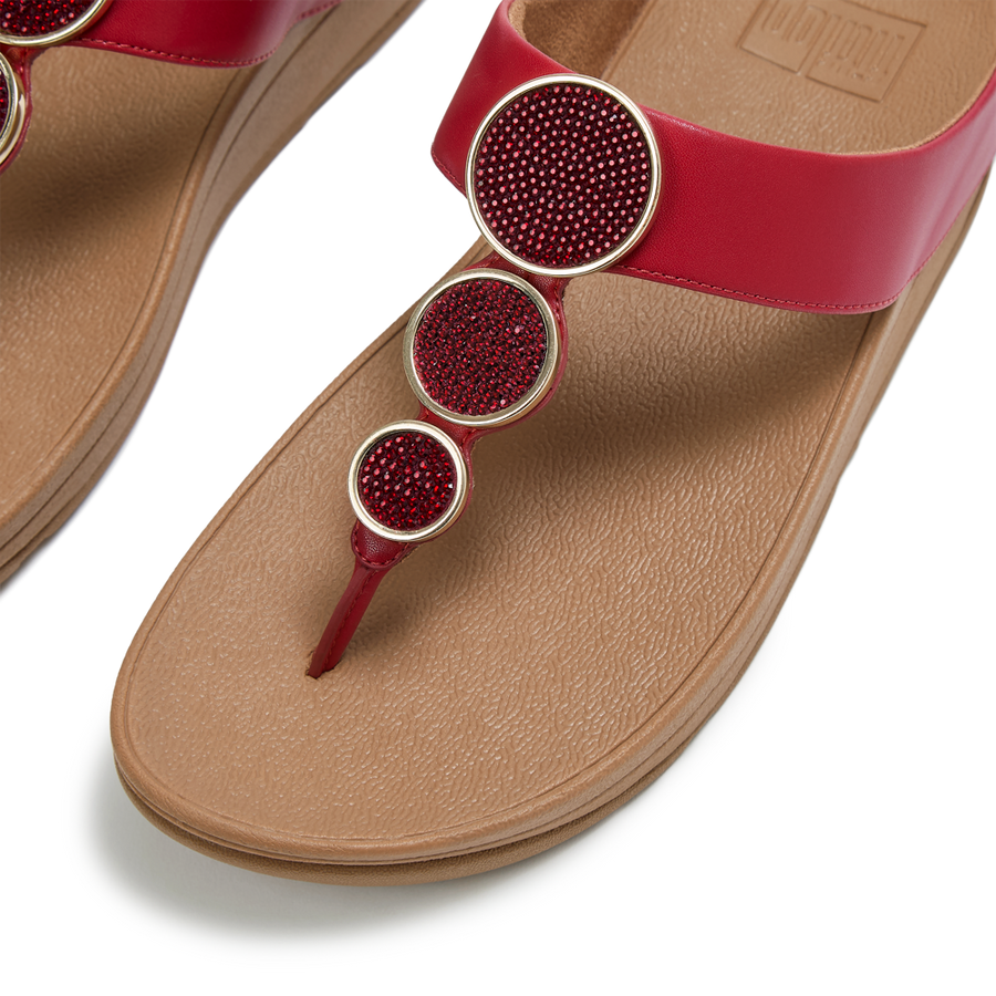 FitFlop - Halo Bead- Circle Toe Post Sandals - Burnt Berry - Sandals