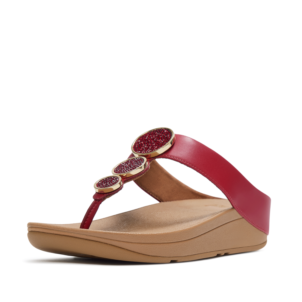 FitFlop - Halo Bead- Circle Toe Post Sandals - Burnt Berry - Sandals