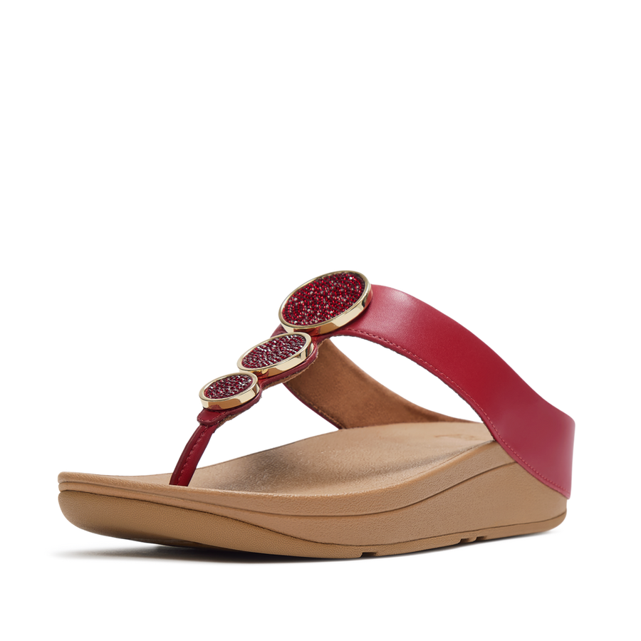 FitFlop - Halo Bead- Circle Toe Post Sandals - Burnt Berry - Sandals