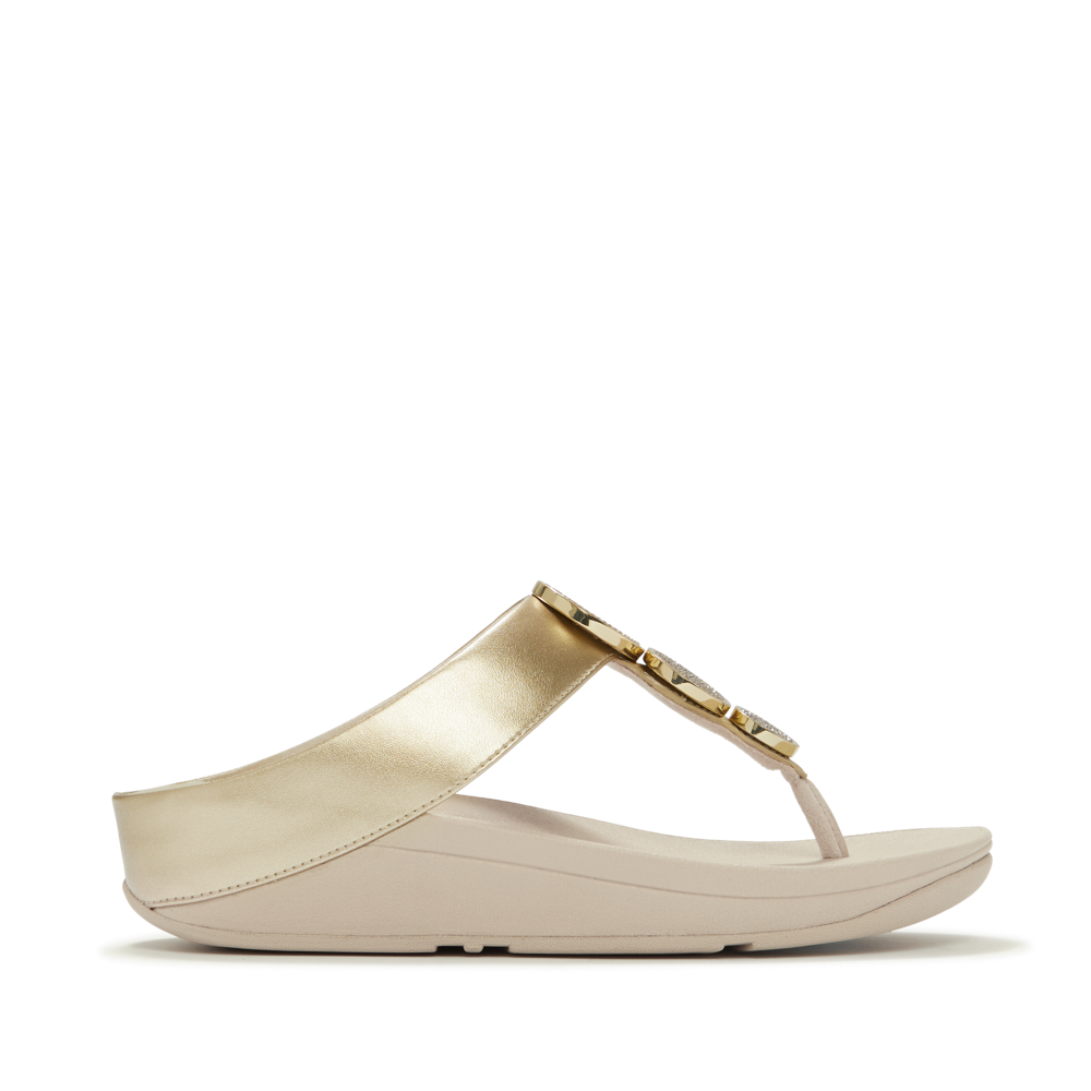 FitFlop - Halo Bead- Circle Toe Post Sandals - Platino - Sandals