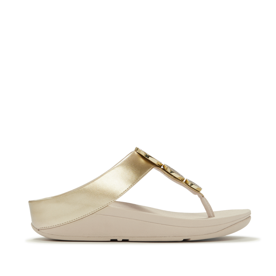FitFlop - Halo Bead- Circle Toe Post Sandals - Platino - Sandals