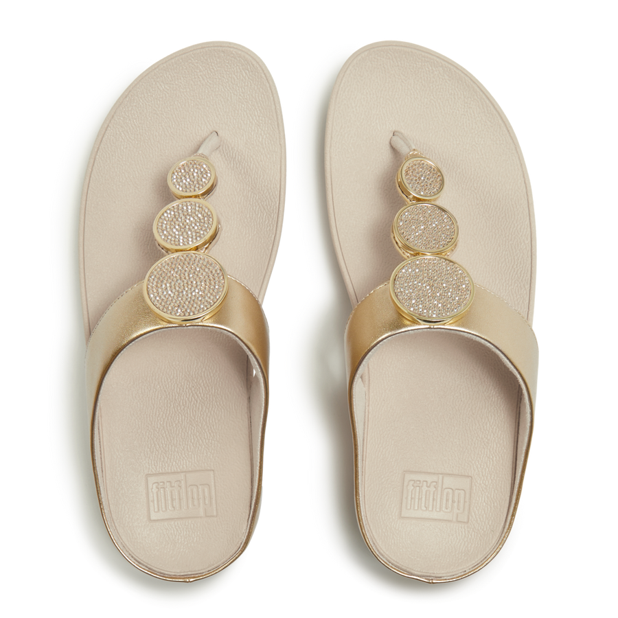 FitFlop - Halo Bead- Circle Toe Post Sandals - Platino - Sandals