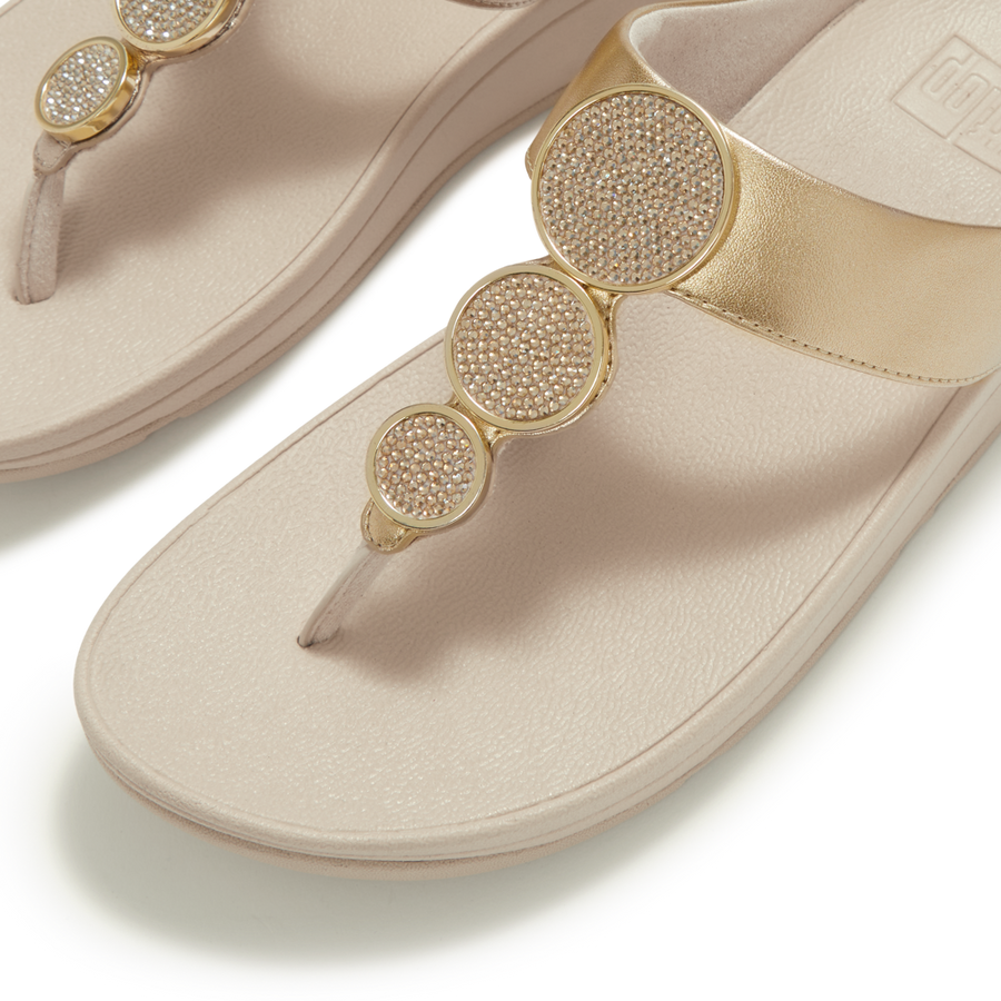 FitFlop - Halo Bead- Circle Toe Post Sandals - Platino - Sandals