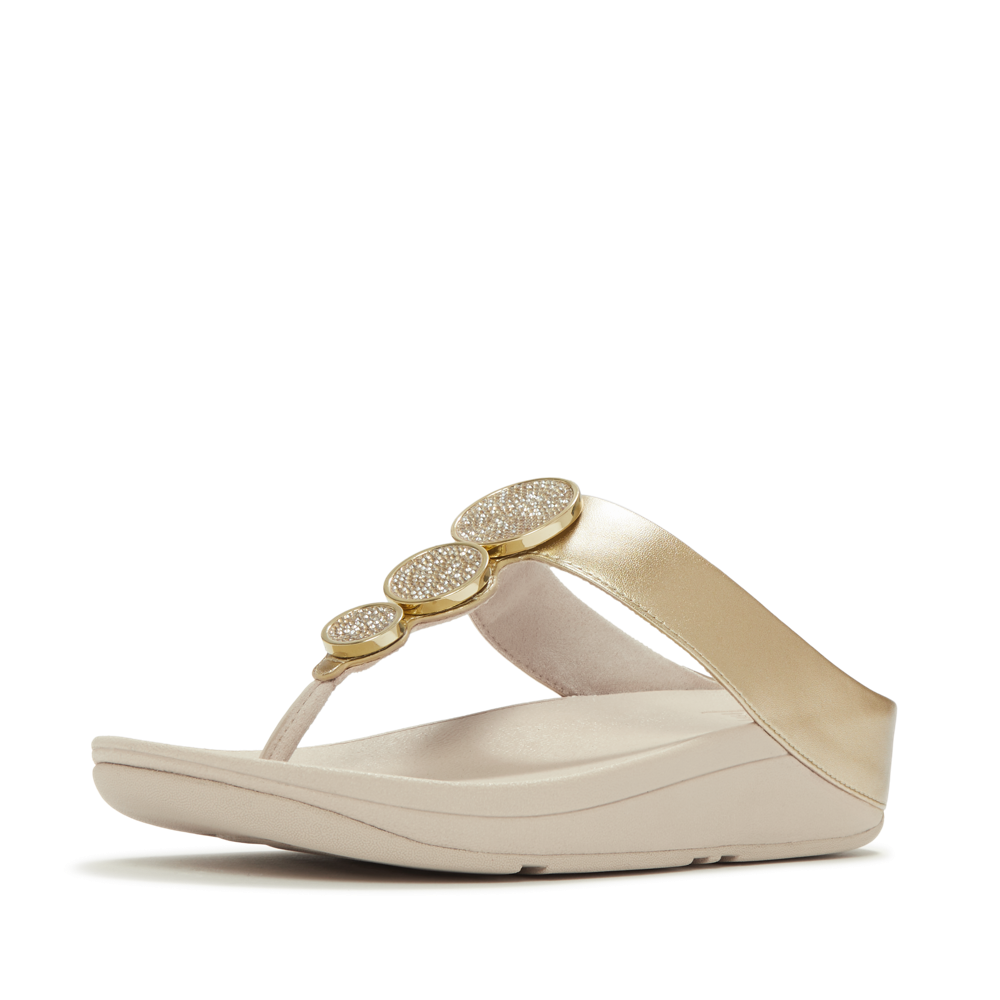 FitFlop - Halo Bead- Circle Toe Post Sandals - Platino - Sandals