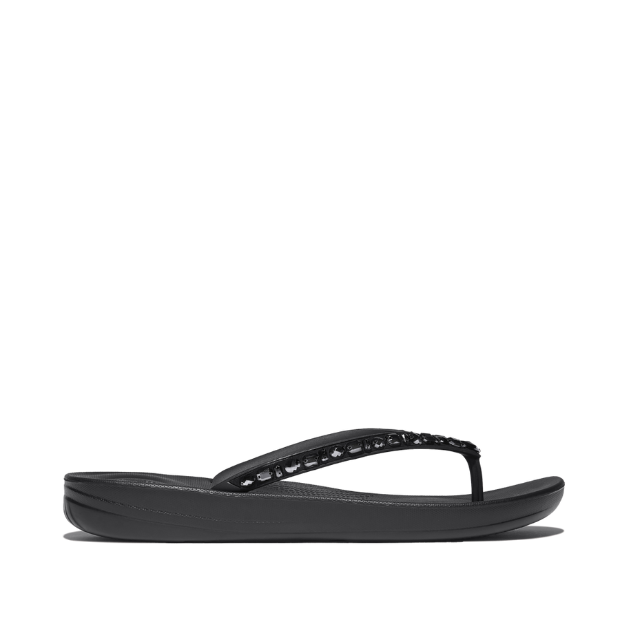 FitFlop - iQushion Multi-Crystal Flip-Flops - All Black - Sandals